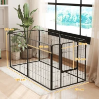 PawHut Parque para Perros de 6 Paneles de 80 cm de Altura con Puerta para Interior y Exterior Negro(m-3)