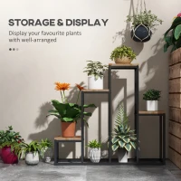 Outsunny Regał na kwiaty, 4 poziomy, wnętrze i zewnątrz, metalowa rama, 80 x 20 x 74 cm(m-4)