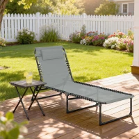 Outsunny Ligstoel, inklapbaar, ademende bekleding, metalen frame, 189 x 58 x 30 cm, Lichtgrijs(m-10)