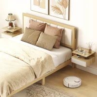 HOMCOM Conjunto de 2 Mesas de Cabeceira Flutuante com 1 Gaveta e Prateleira Aberta Montado na Parede 35x32x22,5 cm Carvalho Branco(m-2)