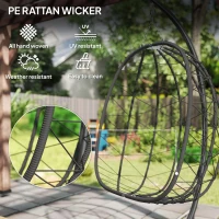 Outsunny Fotel wiszący zewnętrzny Fotel wiszący Egg Chair, odporny na warunki atmosferyczne, w tym poduszki, 102 cm x 102 cm x 195 cm, Ciemnoszary(m-7)