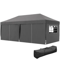 Outsunny Gazebo approx. 6x3m Sturdy Winterproof Pop-up Folding Gazebo with Window, Zip Door, Side Panels, UV Protection(m-6)