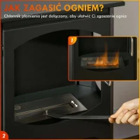 HOMCOM Biokominek z etanolem, wolnostojący, 3-godzinny czas palenia, do 25 m², półka na drewno opałowe, nierdzewna stal, czarny, 43 x 25 x 68 cm(m-5)