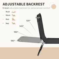 Outsunny Zestaw 2 składanych leżaków ogrodowych z 5-stopniową regulacją oparcia, do 120 kg(m-4)