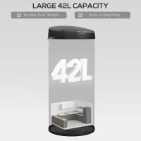 HOMCOM 50-litrowy kosz na śmieci z funkcją Soft-Close, bezdotykowy, ze stali nierdzewnej, do higienicznych kuchni, biur, kolor srebrny(m-5)