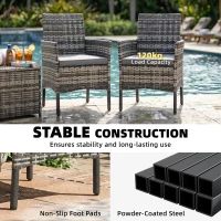 Outsunny 2-częściowy zestaw rattanowych krzeseł ogrodowych z poduszkami i stalową ramą, Szare(m-7)