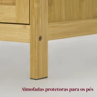 HOMCOM Aparador de Bambu de 2 Portas Aparador Boémio com 2 Prateleiras para Cozinha Entrada 60x27x67,5 cm Madeira(m-6)