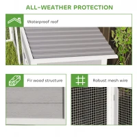 PawHut Kurnik narożny L-kształtny z drewna z 2 domkami, 2 poziomami, wybiegiem i rampą, 251 x 192 x 103 cm, szary(m-6)