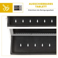 PawHut Kleintierstall für Meerschweinchen und Zwergkaninchen, doppelstöckig, Holz, Grau(m-6)