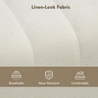 HOMCOM Nowoczesna ławka do sypialni, tapicerowana, z ramą z drewna, do 220 kg, podnóżek, kremowa(m-5)