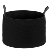 HOMCOM 88L Laundry Hamper, Cotton Rope Laundry Basket with Handles, Collapsible Washing Bin, 56 x 35.5cm, Black(m-11)