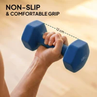 SPORTNOW Zestaw hantli 3 pary z stojakiem, antypoślizgowe uchwyty, 1-5 kg, heksagonalny(m-5)