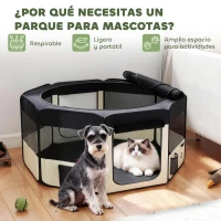 PawHut Parque Plegable para Perros y Gatos Corralito Portátil para Animales Pequeños Impermeable de Tela Oxford Ø90x41 cm Negro(m-4)