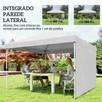 Outsunny Tenda Dobrável 3x3 m Pop-up com Parede Lateral Proteção UPF50+ Empurre Central Altura Ajustável Branco(m-6)