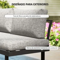 Outsunny Conjunto de Muebles de Jardín con 2 Sofás de 2 Plazas Mesa de Centro y Cojines Gruesos para Exterior Gris Claro(m-6)