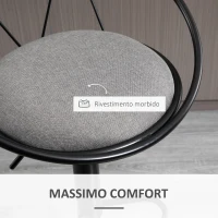 HOMCOM Set 2 Sgabelli Bar con Schienale e Poggiapiedi, Altezza Regolabile e Seduta Imbottita, Grigio(m-7)