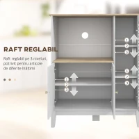 HOMCOM Dulap pentru cuptor cu microunde cu dulap inferior și 3 rafturi laterale cu ușă din sticlă, din lemn, 80x35x97 cm, alb(m-6)