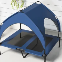 PawHut Hondenbed met Dak, Ademend, Waterafstotend, tot 30 kg, 91 x 76 x 89 cm, Donkerblauw(m-10)