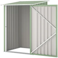Outsunny Abrigo de Jardim Metálico 0,92 m² 100x103x160 cm com 1 Porta e Fecho para Armazenamento Ferramentas Verde Claro(m-7)