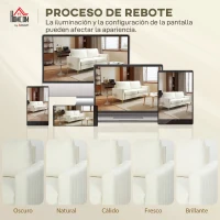 HOMCOM Sofá de 3 Plazas de 181 cm Tapizado en Terciopelo con Cojines Gruesos Patas de Metal Blanco Crema(m-6)