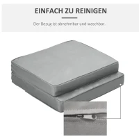 Outsunny Set van 2 zitkussens, 56 x 52 cm stoelkussens met rits, stofhoes, 7 cm dikke vulling, wasbaar Lichtgrijs(m-6)