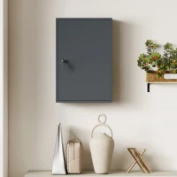 kleankin Wand-Medicijnkast, Badkamerkast met 3 Planken, 2 Sleutels, 40 x 18 x 60 cm, Grijs(m-7)