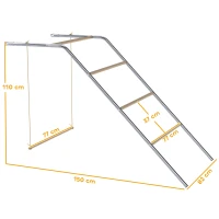 PawHut Hühner Spielgerüst aus Holz, Spielplatz für Hühnern mit Hühnerstangen, verstellbar Schaukel, 82 x 150 x 110 cm Silber(m-3)