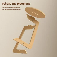 HOMCOM Mesa Auxiliar en Forma de C Mesita Auxiliar Redonda Montaje Rápido para Espacios Pequeños Salón Dormitorio Natural(m-7)