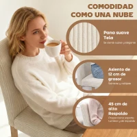 HOMCOM Pack de 4 Sillas de Comedor Respaldo Alto Tapizadas en Pana Asiento Acolchado Patas de Madera 44x56x90 cm Beige(m-4)