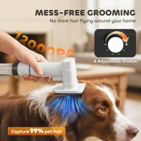 PawHut 5 in 1 Dog Grooming Vacuum & Dryer w/ Clipper, 1.8L Canister, 4 Modes Blow Temperature(m-6)