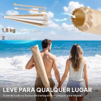 Outsunny Chapéo de Sol de Praia com Franjas Ø175 cm Chapéu de Sol de Terraço Exterior com Altura Ajustável Inclinação de 30° em Branco e Bege(m-9)