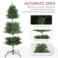 HOMCOM Choinka, Sztuczna Świerk, Naturalny Wygląd, Szeroka i Bujna, 180 x Ø105 cm, Zielony(m-6)