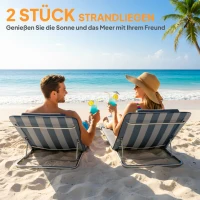 Outsunny Sonnenliege klappbar Gartenliege mit Kopfkissen Liegestuhl mit 5-Fach verstellbare Rückenlehne Tragetasche Blau(m-4)