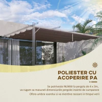 Outsunny Acoperiș pentru pergolă gazebo 4x3 m din poliester respirabil, culoare cafeniu, cu 10 orificii de drenaj(m-10)