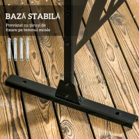 Outsunny Paravan Exterior din Metal, 122 x 198 cm, Separator Decorativ cu Suport și Șuruburi de Expansiune, Panou Autoportant pentru Grădină, Terasă, Piscină, Model Frunză Mare(m-5)