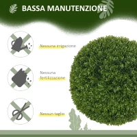HOMCOM Set di 2 Piante Finte di Bosso in PE da Ø40 cm per Interno ed Esterno, Verde(m-6)