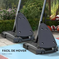 SPORTNOW Cesta de Basquetebol Ajustável 236-293 cm com Rodas Painel de PC Base Recarregável para Exterior Preto(m-6)