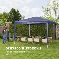 Outsunny Pavilion de Grădină 3x3 m Pliabil și Portabil cu Acoperire Anti-UV, Albastru(m-4)