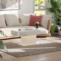 HOMCOM Extendable Coffee Table with LED Lights and Storage - High Gloss White(m-9)