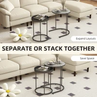 HOMCOM Set of Two Industrial Nesting Tables - Grey(m-4)