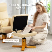 HOMCOM PU Leather Swivel Recliner Chair with Footstool, Wooden Base and Storage for Living Room, Beige(m-5)