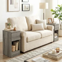 HOMCOM Set of Two Modern Storage Bedside Tables - Grey(m-2)