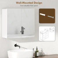 HOMCOM Double-Door Bathroom Mirror Cabinet - White(m-7)