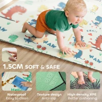 AIYAPLAY Baby Play Mat, Double Sideded Foldable Kids Crawling Mat, Reversible & Waterproof, Dinosaur(m-6)