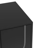 Minimalist TV Cabinet with Solid Wood Legs and Curved Doors, Spacious Storage Unit with Drawers and Shelves, 180L x 40W x 42H cm, Black(m-6)