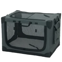 PawHut Inklapbare hondenbox met kussen, afneembaar wasbare hoes van Oxford-stof voor honden tot 31kg, legergroen(m-10)