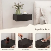 HOMCOM Set di 2 Comodini Sospesi Moderni con Cassetto in Legno, 40x30x15cm, Nero(m-6)