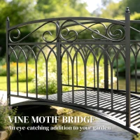 Outsunny Metalen tuinbrug 135,5 cm vijverbrug met veiligheidsleuningen antieke look roestbestendig eenvoudige montage(m-4)