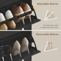 HOMCOM Three-Drawer Minimalistic Shoe Cabinet - Black(m-5)