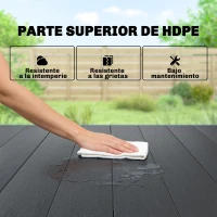 Outsunny Mesa de Comedor de Jardín para 6 Personas con Superficie de HDPE Estructura Metálica para Patio 120x90x74 cm Negro(m-5)